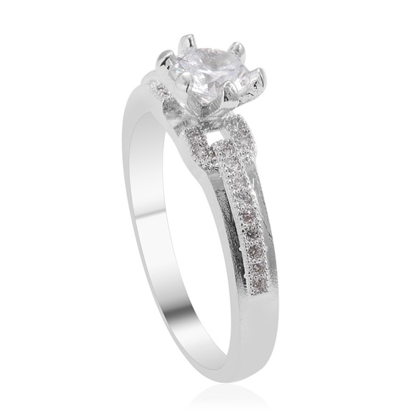 Simulated Diamond Silvertone Ring (Size 8.0) - Picture 2 of 2